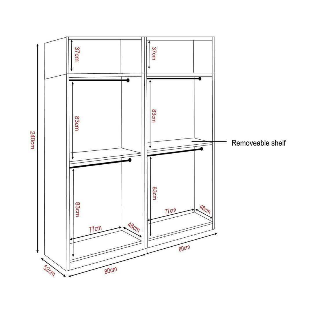 Borese 4 Open Door Wardrobe with Top Singapore