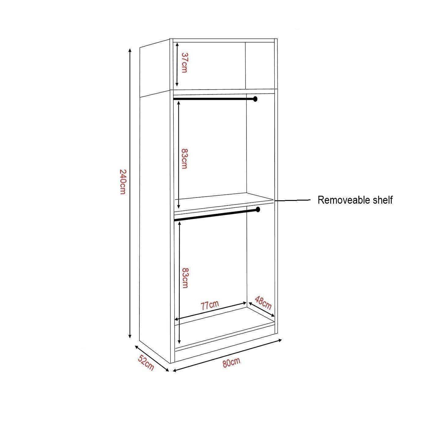 Borese Glass Open Door Wardrobe with Top Singapore