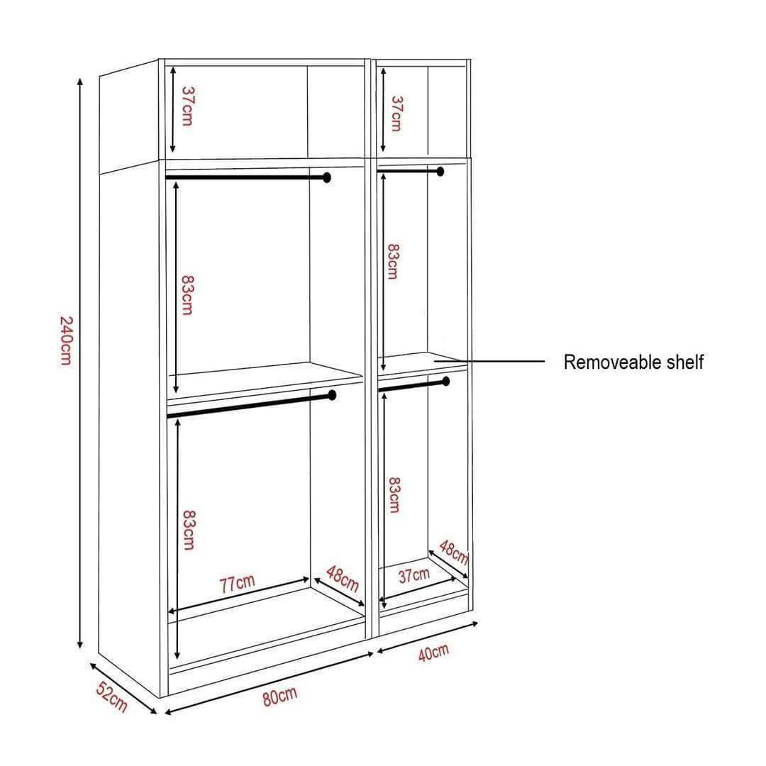 Borese Mirror 3 Open Door Wardrobe with Top Singapore