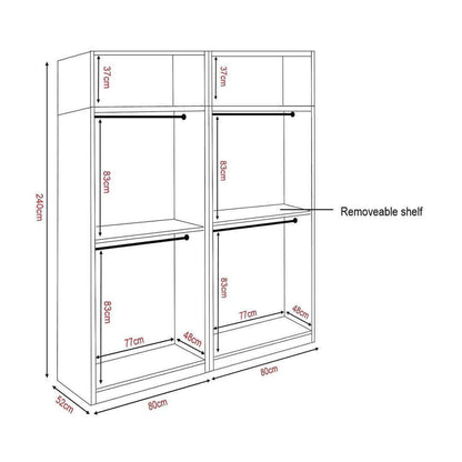 Borese Mirror 4 Open Door Wardrobe with Top Singapore