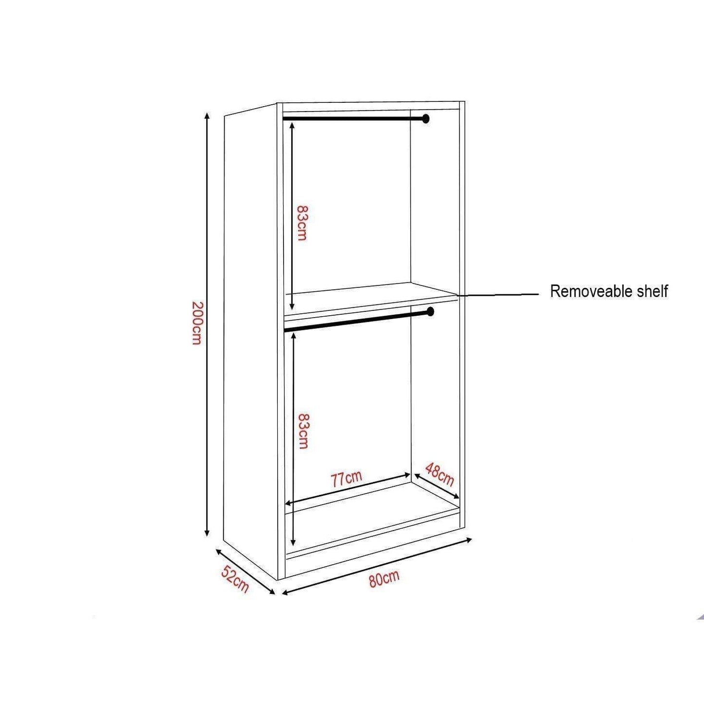 Borese Mirror Open Door Wardrobe Singapore