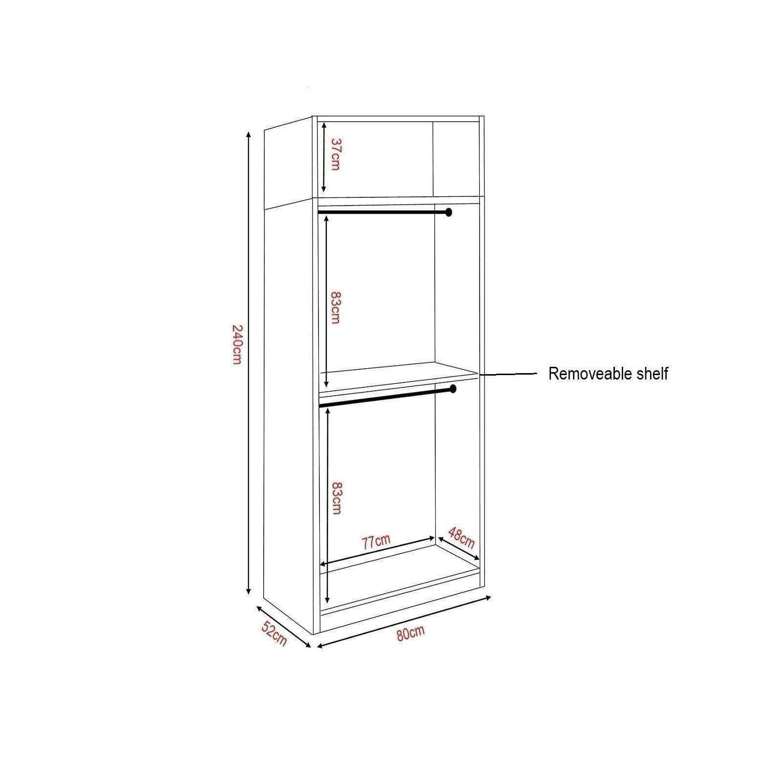 Borese Mirror Open Door Wardrobe with Top Singapore