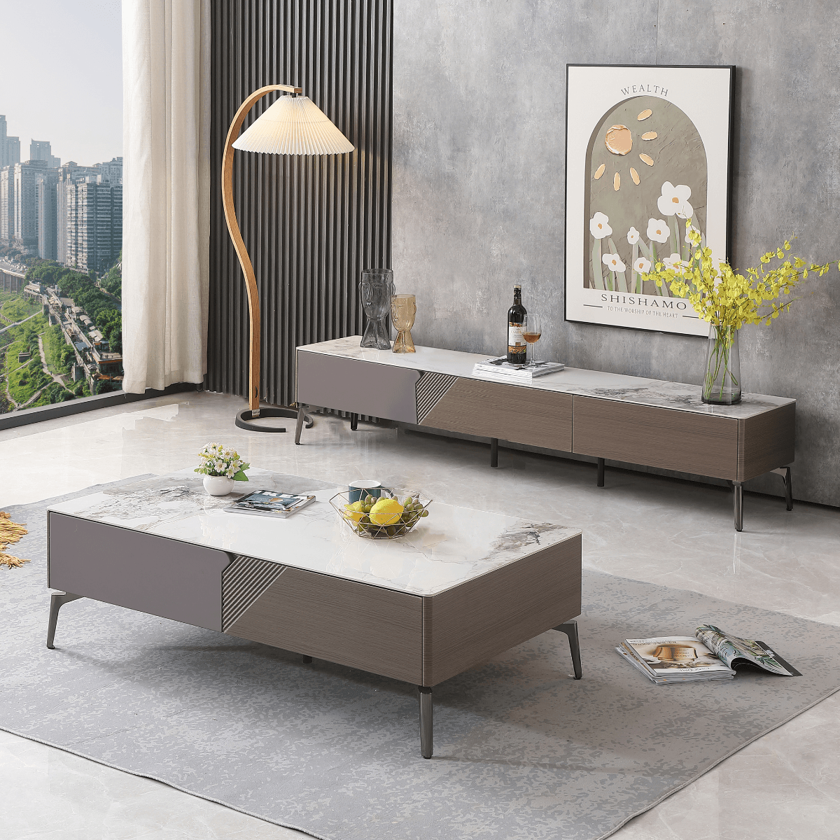 Clarity Glossy Sintered Stone Coffee Table Singapore