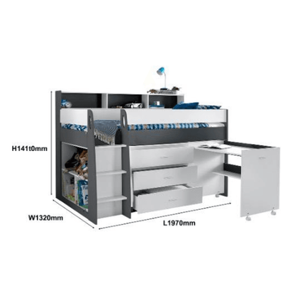 Clement Storage Loft Bed with Retractable Study Table Singapore