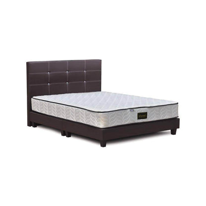 Corissa Brown Faux Leather Bedframe + Solano Foam Mattress Bed Set Singapore