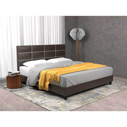 Corissa Brown Faux Leather Bedframe + Solano Foam Mattress Bed Set Singapore