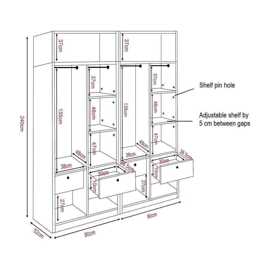 Darragh 4 Open Door Wardrobe with Top Singapore