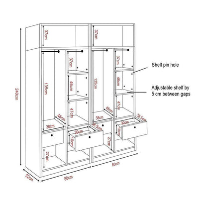 Darragh 4 Open Door Wardrobe with Top Singapore