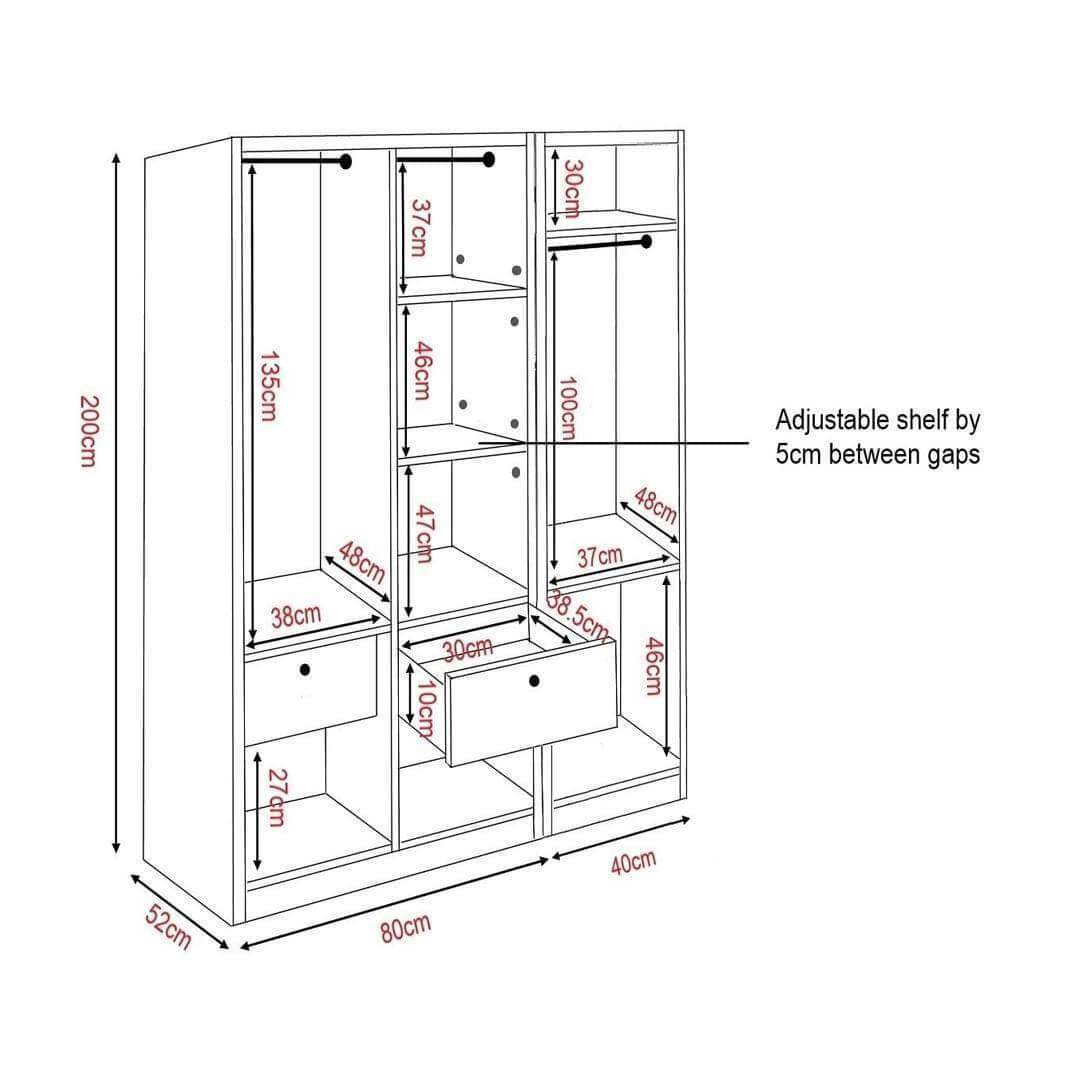 Darragh Mirror 3 Open Door Wardrobe Singapore