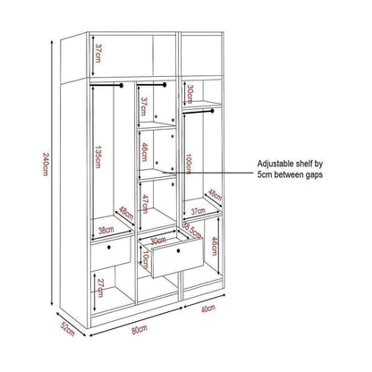 Darragh Mirror 3 Open Door Wardrobe with Top Singapore