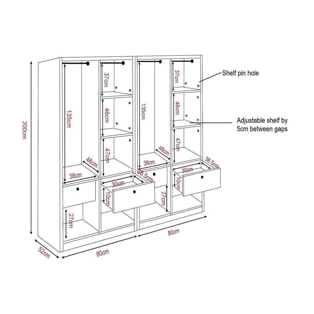 Darragh Mirror 4 Open Door Wardrobe Singapore