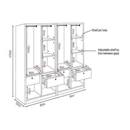 Darragh Mirror 4 Open Door Wardrobe Singapore