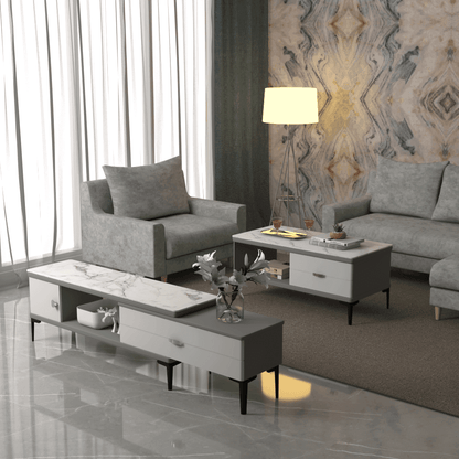 Darya Extendable Polished Sintered Stone TV Console Singapore