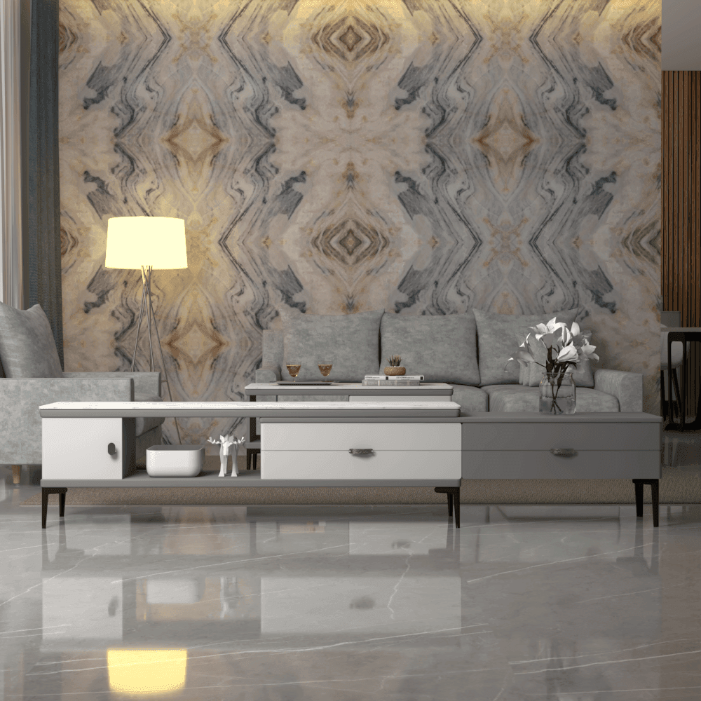 Darya II Extendable Polished Sintered Stone TV Console Singapore