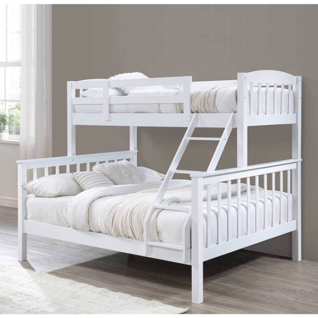 Delilah White Wooden Double Decker Bed Frame Singapore