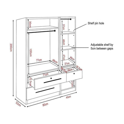 Deverac 3 Open Door Wardrobe with Drawers Singapore