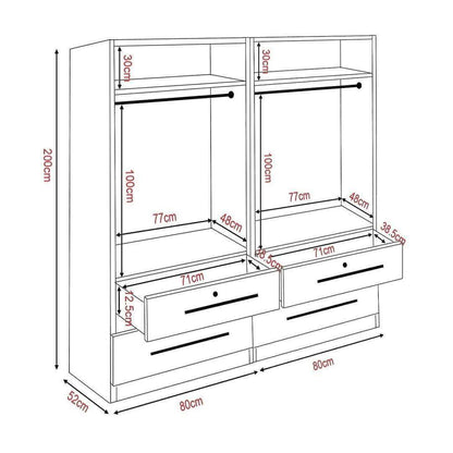 Deverac II 4 Open Door Wardrobe with Drawers Singapore