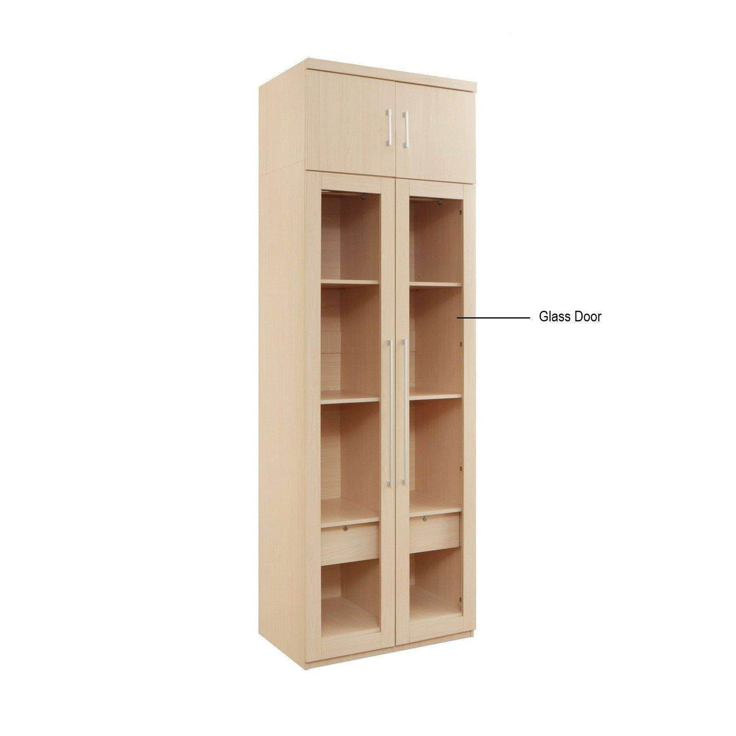 Devereau Glass Open Door Wardrobe with Top Singapore