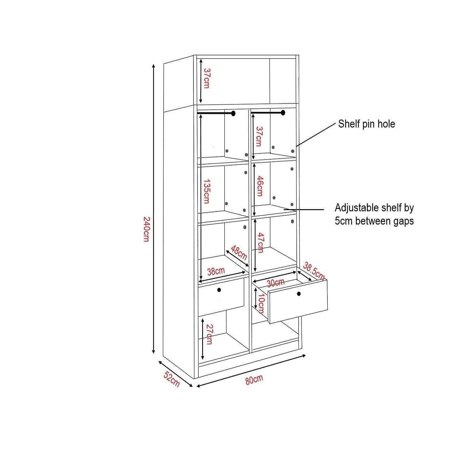 Devereau Glass Open Door Wardrobe with Top Singapore