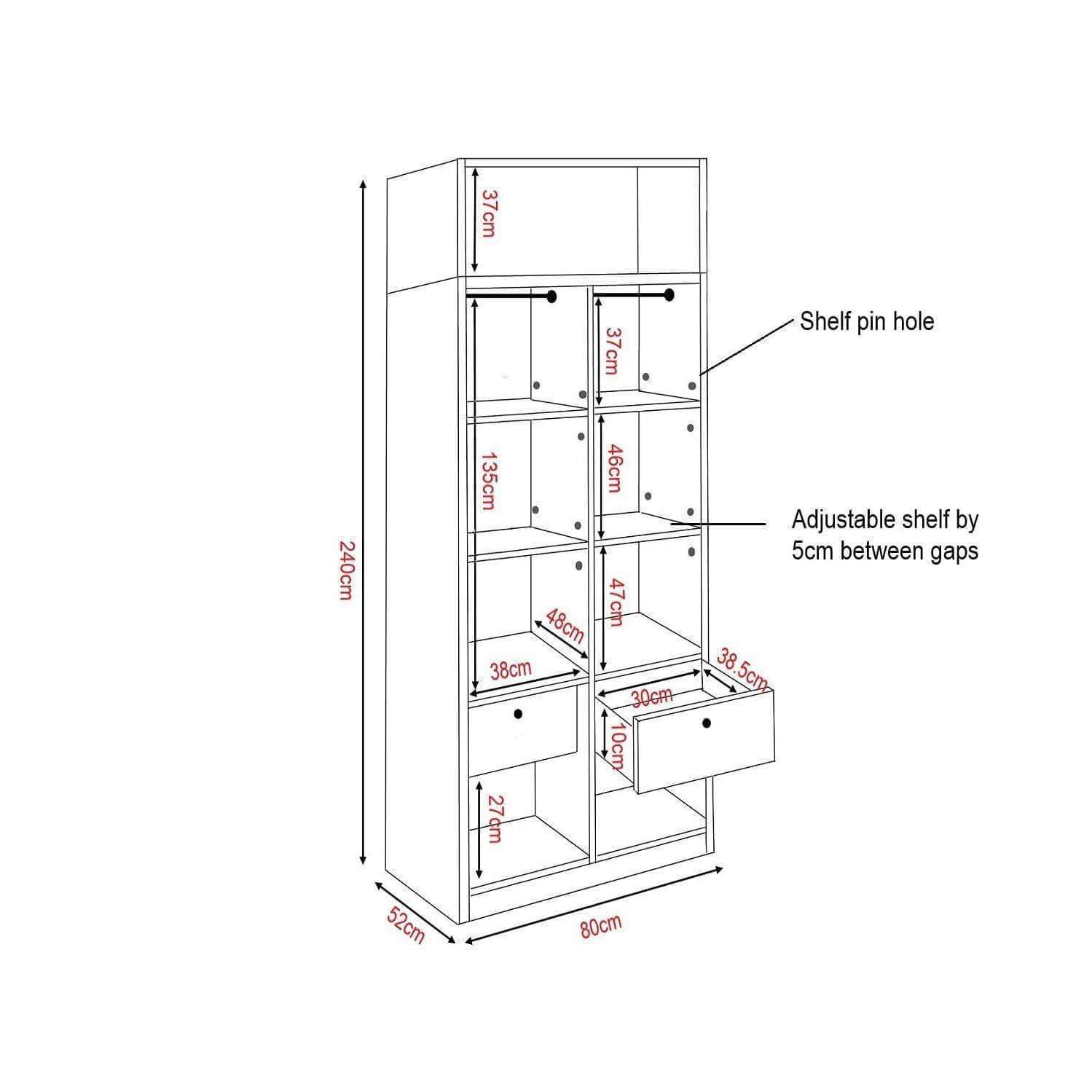 Devereau Mirror Open Door Wardrobe with Top Singapore