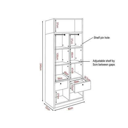 Devereau Mirror Open Door Wardrobe with Top Singapore