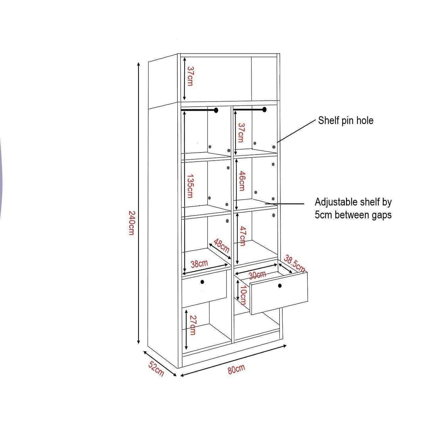 Devereau Open Door Wardrobe with Top Singapore