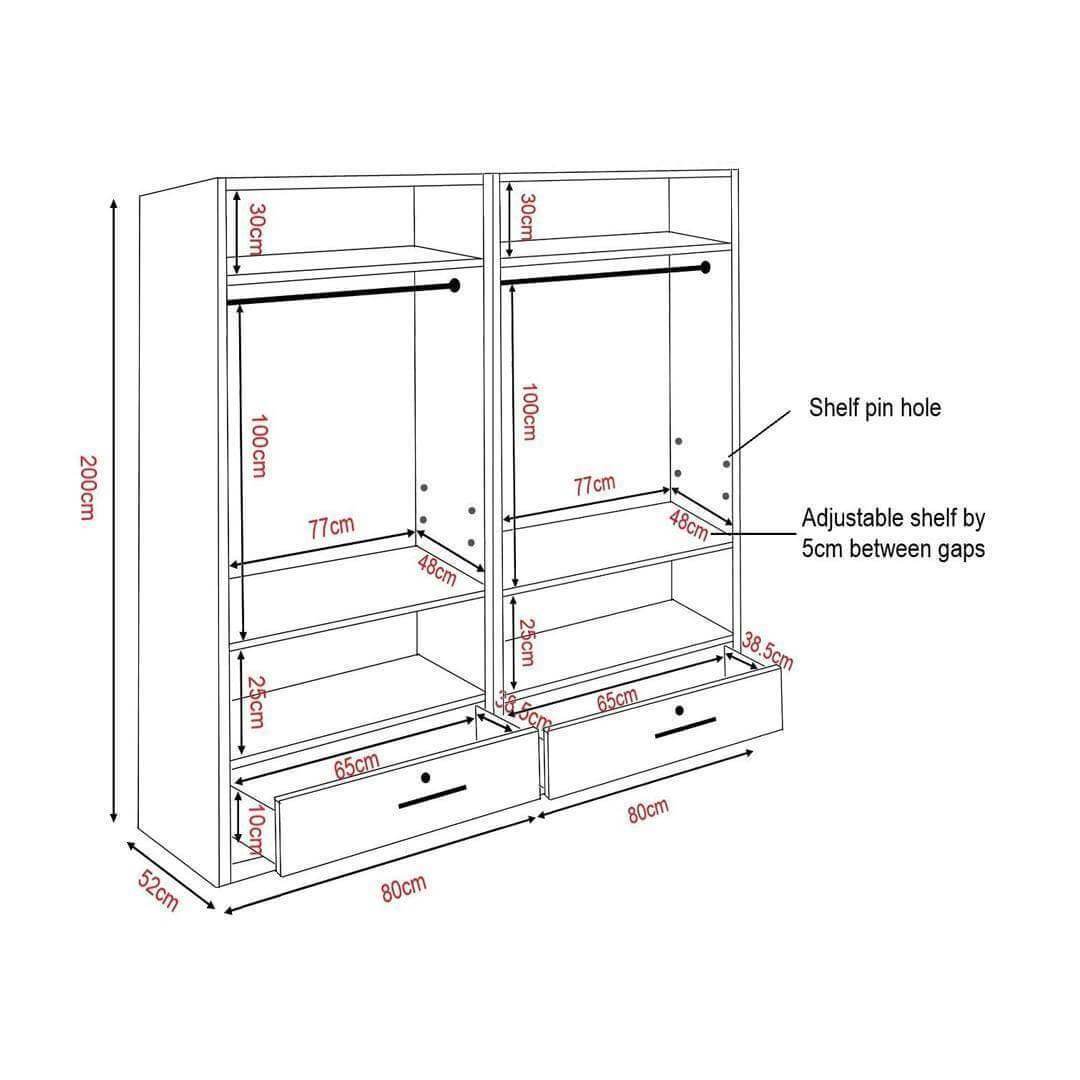 Deverel 4 Open Door Wardrobe Singapore