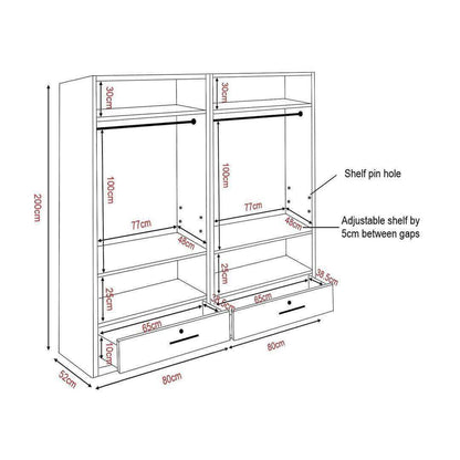 Deverel 4 Open Door Wardrobe Singapore