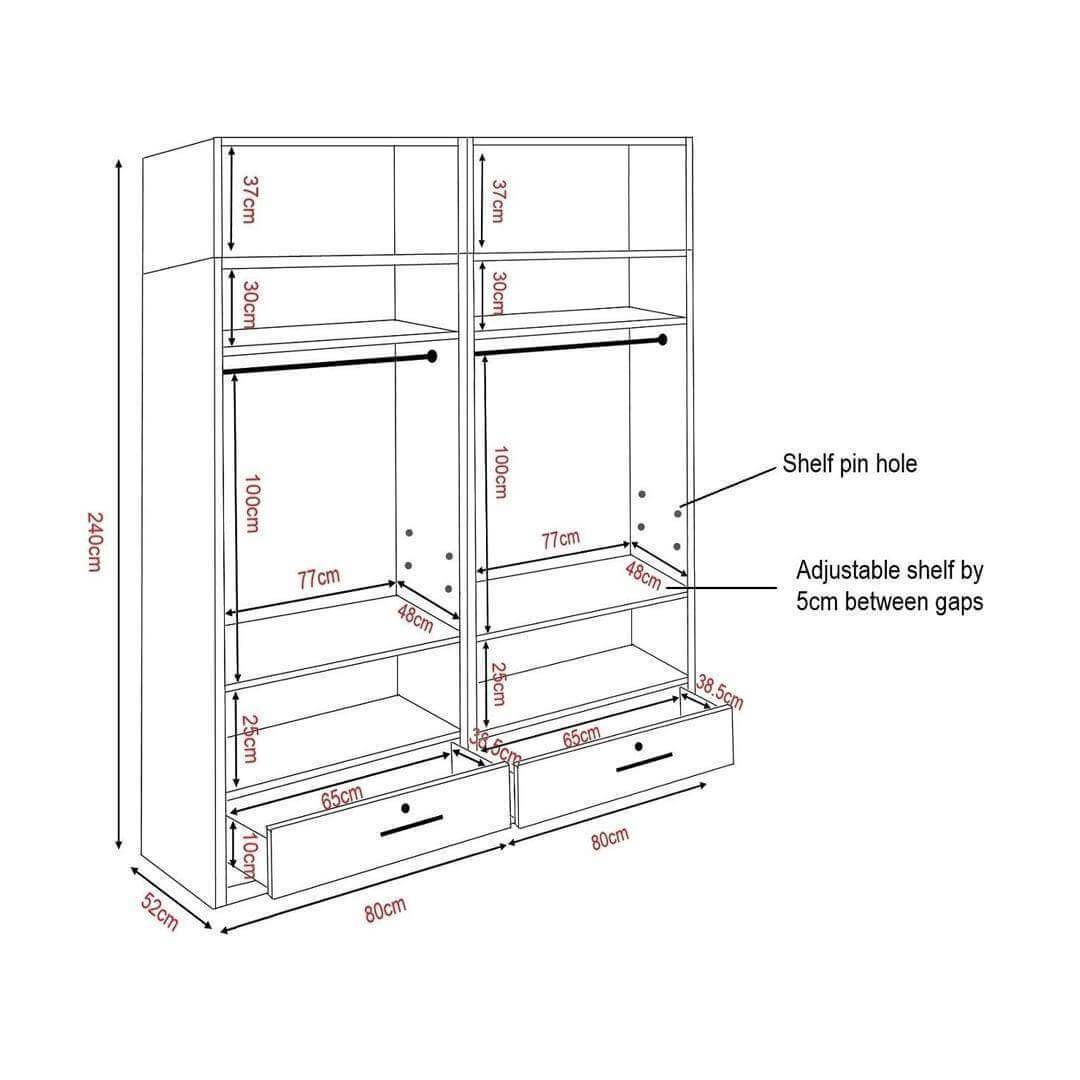 Deverel 4 Open Door Wardrobe with Top Singapore