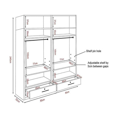 Deverel 4 Open Door Wardrobe with Top Singapore