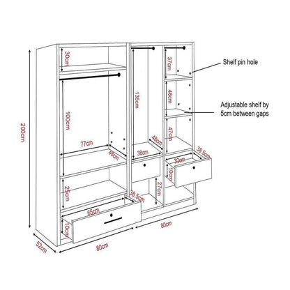 Deverel Mirror 4 Open Door Wardrobe Singapore