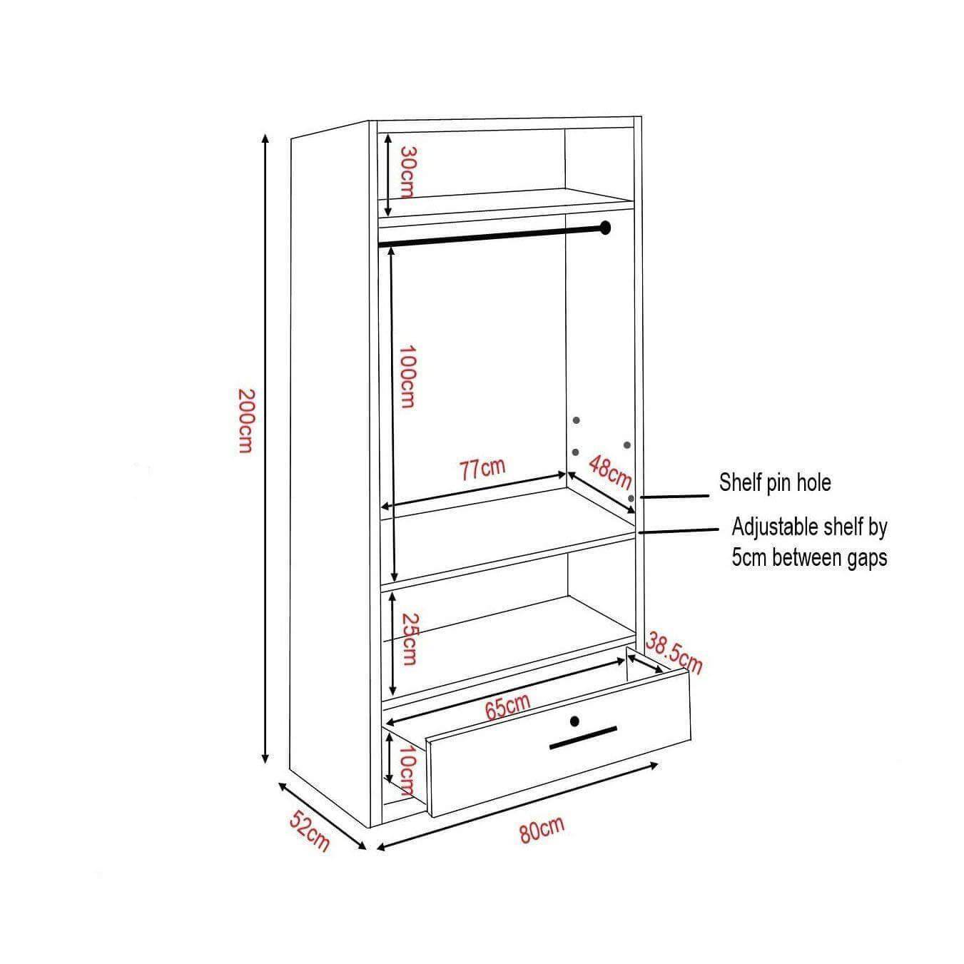 Deverel Mirror Open Door Wardrobe Singapore