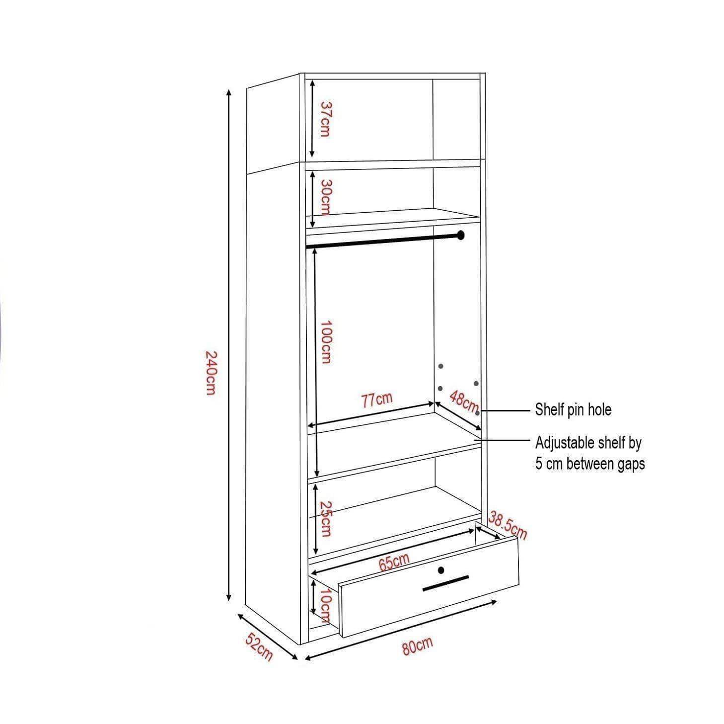 Deverel Open Door Wardrobe with Top Singapore