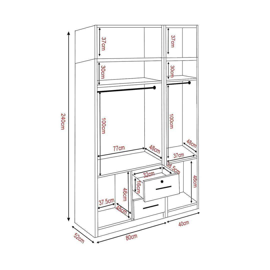 Deverell 3 Open Door Wardrobe with Drawers & Top Singapore