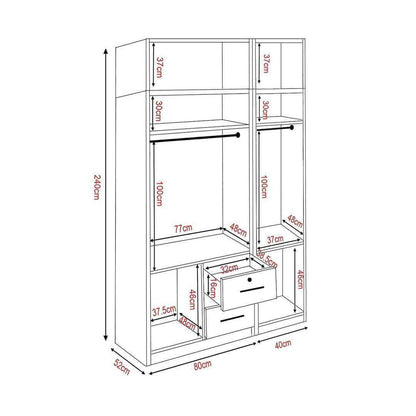 Deverell 3 Open Door Wardrobe with Drawers & Top Singapore