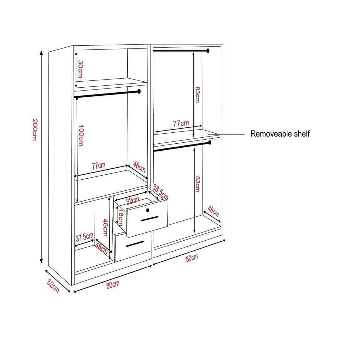 Deverell 4 Open Door Wardrobe w Drawers Singapore