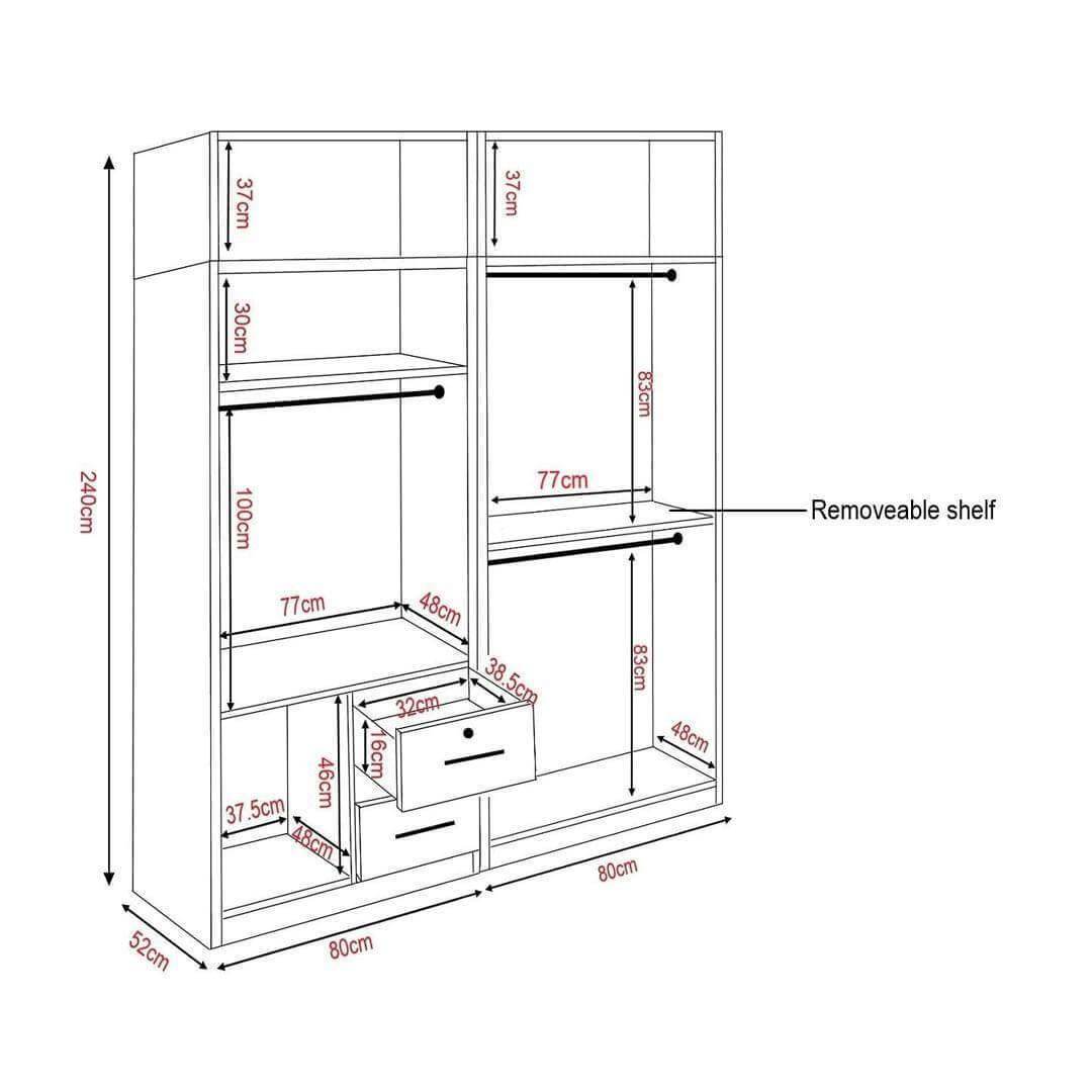 Deverell 4 Open Door Wardrobe with Drawers & Top Singapore