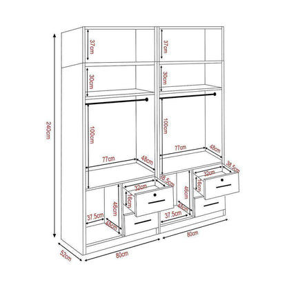 Deverell II 4 Open Door Wardrobe with Drawers & Top Singapore