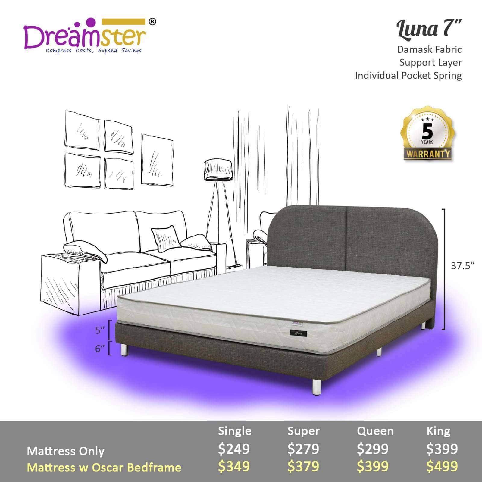 Dreamster Luna Pocketed Spring Mattress Singapore