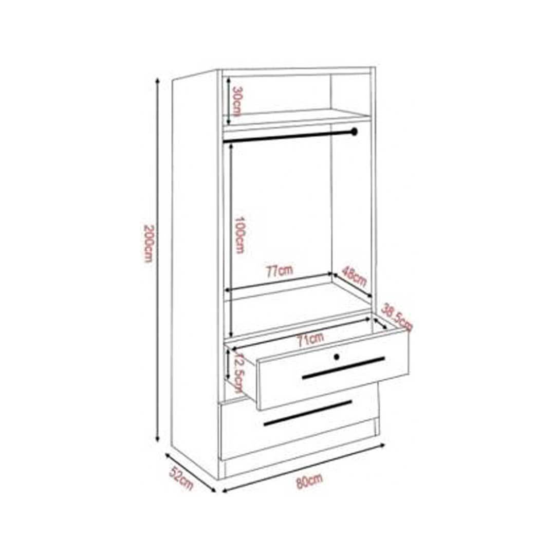 Elizabeth 2 Open Door Wardrobe with Drawers Singapore