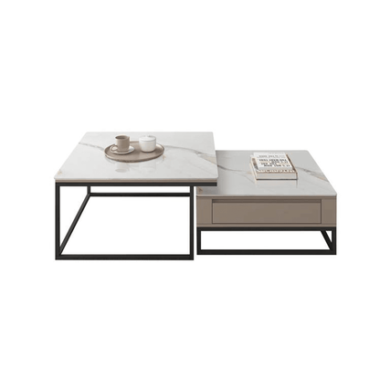 Esmeray Glossy Sintered Stone Square Nesting Coffee Table Singapore