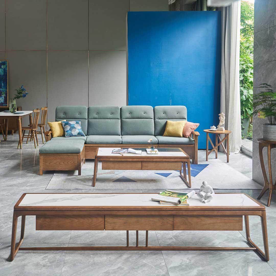 Georgia L-Shape Ash Wood Sofa Singapore