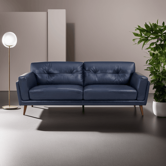 Gerry Blue Faux Leather Sofa Singapore