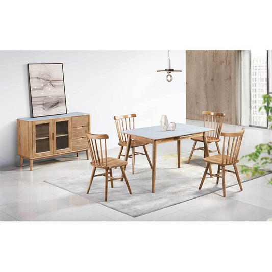 Hudde Extendable Ash Wood Dining Table with Sintered Stone Top Singapore