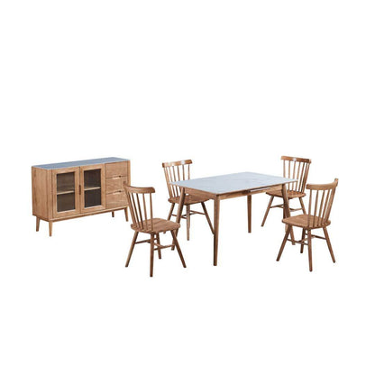 Hudde Extendable Ash Wood Dining Table with Sintered Stone Top Singapore