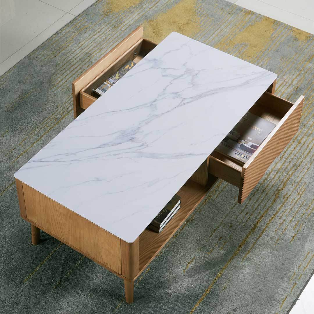 Hudson Ash Wood Coffee Table with Sintered Stone Top Singapore