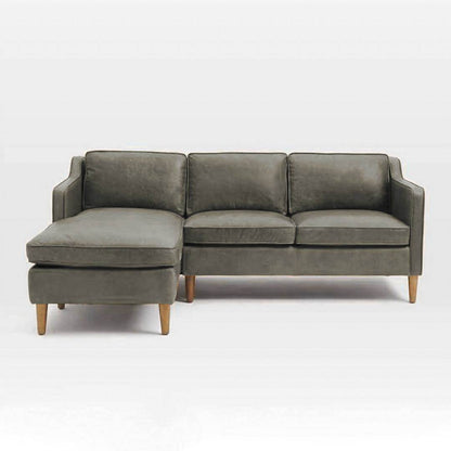 Jermaine L-shaped Grey Faux Leather Sofa Singapore