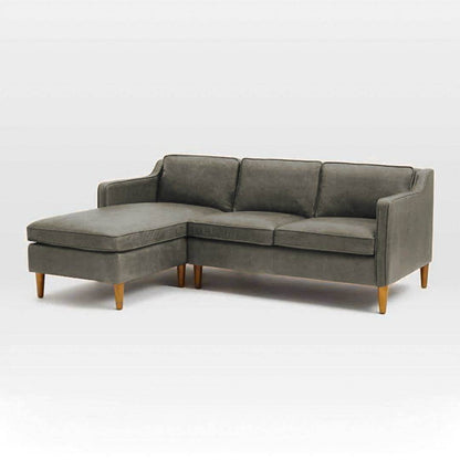 Jermaine L-shaped Grey Faux Leather Sofa Singapore