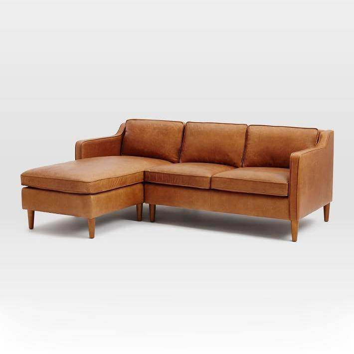 Jermaine L-shaped Light Brown Faux Leather Sofa Singapore