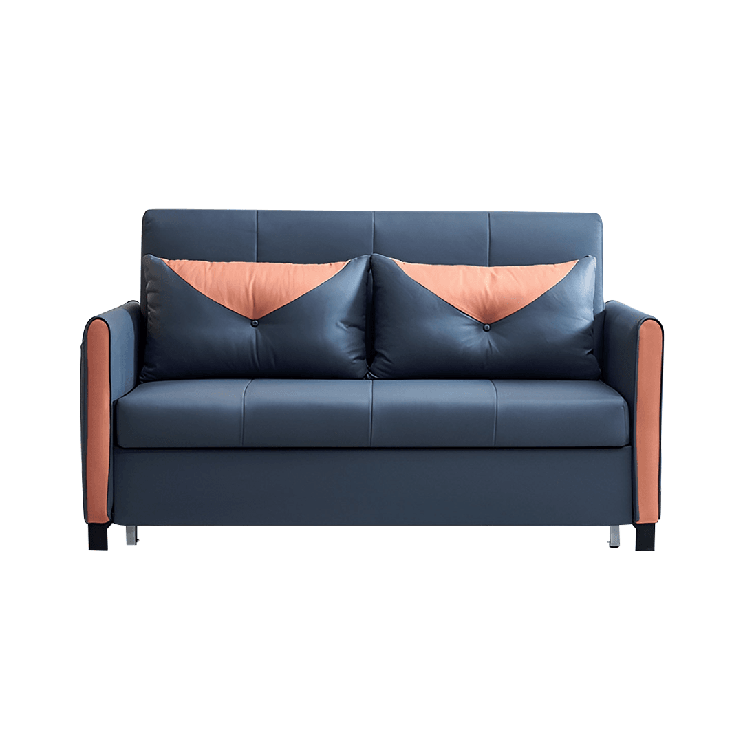 Leilani II Two Tone Leathaire Sofa Bed in Blue/Orange Singapore